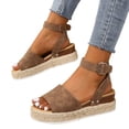 thumbnail image 5 of Caywon Womens Round Toe Dual Strap Wedge Sandals, Open Toe Thick Sole Summer Footwear, Casual Adjustable Ankle Strap Shoes, Sandalias Con Doble Correa Para Mujer, 5 of 8