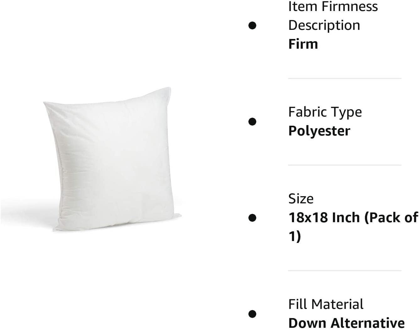 MSD 4 Pack Pillow Insert 18X18 Hypoallergenic Square Form Sham Stuffer  Standard White Polyester Decorative Euro Throw Pillow Inserts for Sofa Bed  