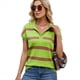 thumbnail image 2 of Sudadera de Corta para Mujer, Cuello en V, Casuales A Rayas, Blusas Holgadas de Verano. Verde L, 2 of 10