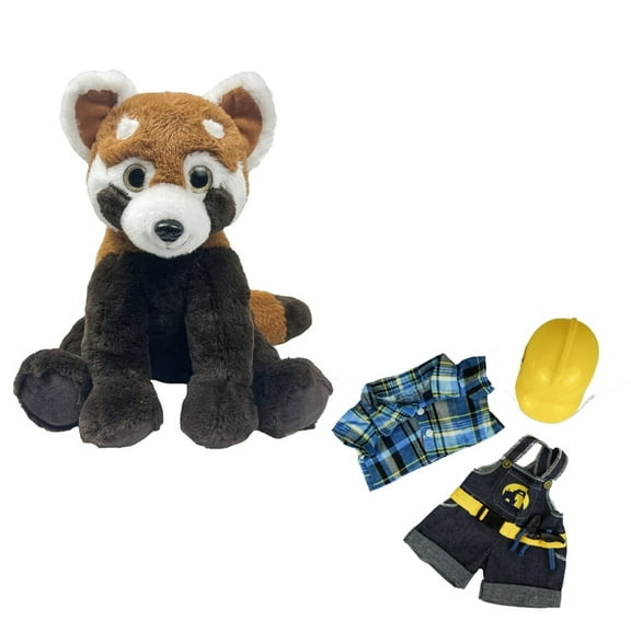 Roo the Red Panda (Eco) 16 Inch Stuffed Animal with Construction Worker Hardhat – Eco-Friendly Plush Toy for Kids 3 