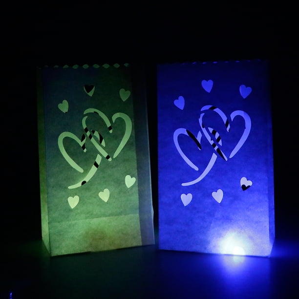 Bolsas Luminosas BLESIY 10pcs Té Sin Llama Estrella Lunar Doble Corazón