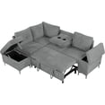 thumbnail image 4 of 88.2" Convertible Sleeper Sofa Bed with Storage Ottoman, L-Shaped Sectional Sofa with Cup Holder & Charging Stations, Pull Out Sofa Couch with Chaise for Living Room, Grey, 4 of 9