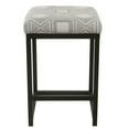 thumbnail image 2 of Benzara Metal Counter Stool with Geometric Pattern Fabric Upholstered Seat, Gray and Black, 2 of 2