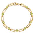 thumbnail image 6 of Auriga Fine Jewelry 925 Sterling Silver Gold-tone 5mm 3.6PE Peridot Paperclip Chain Bracelet 7.5inch for Women, 6 of 6