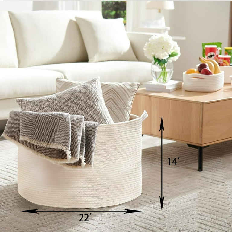 Walmart Extra Big Natural Cotton Rope Basket with Handles 
