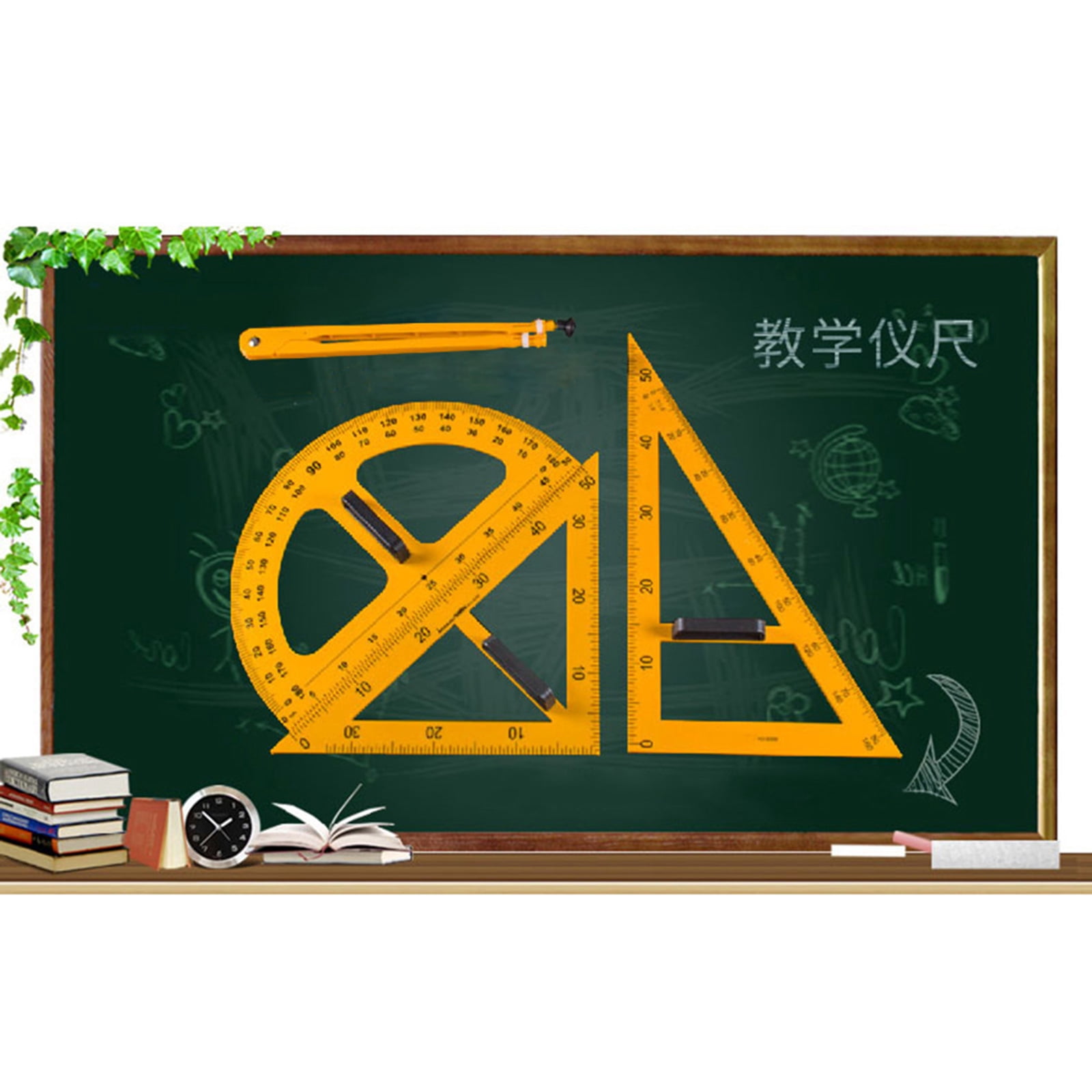HEMLBOYW 4 Pcs Geometry ulers Set Classroom Whiteboard Geometry Set with Compass es ulers for School Teachers