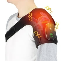 Cordless Shoulder Heating Pad, Heated Shoulder Brace with Vibration, 5000 mAh Shoulder Massager for Men Women Shoulder Relax (Black)