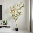thumbnail image 2 of 5FT Lifelike Artificial Bougainvillea Tree - Faux Flowering Plant with Pot for Indoor Home Office Decor, 2 of 6