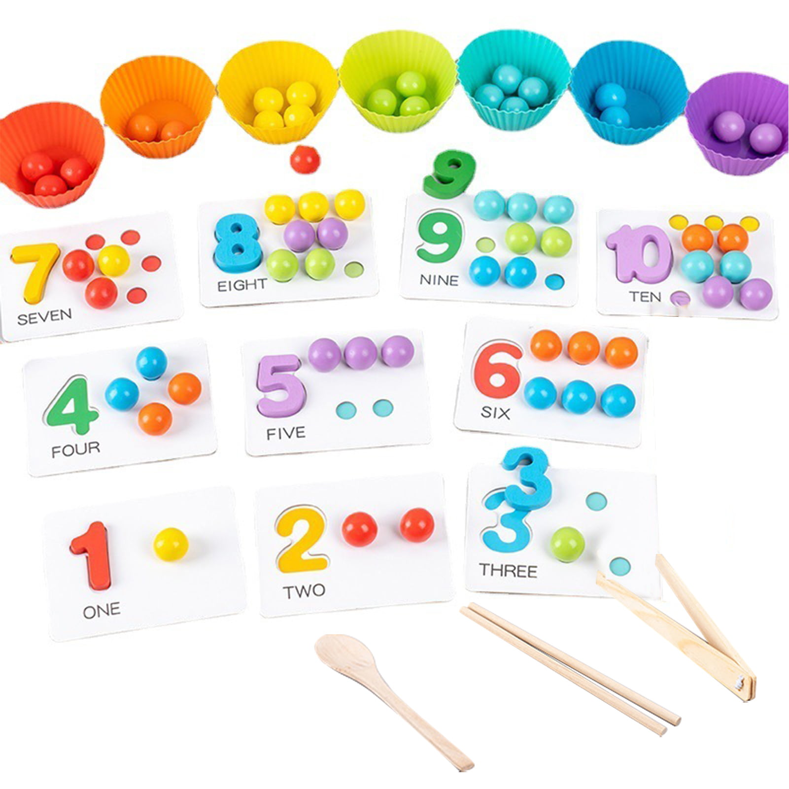 Kids Educational Wooden Beads Rainbow Preschool Math Learning Counting Toys CB 