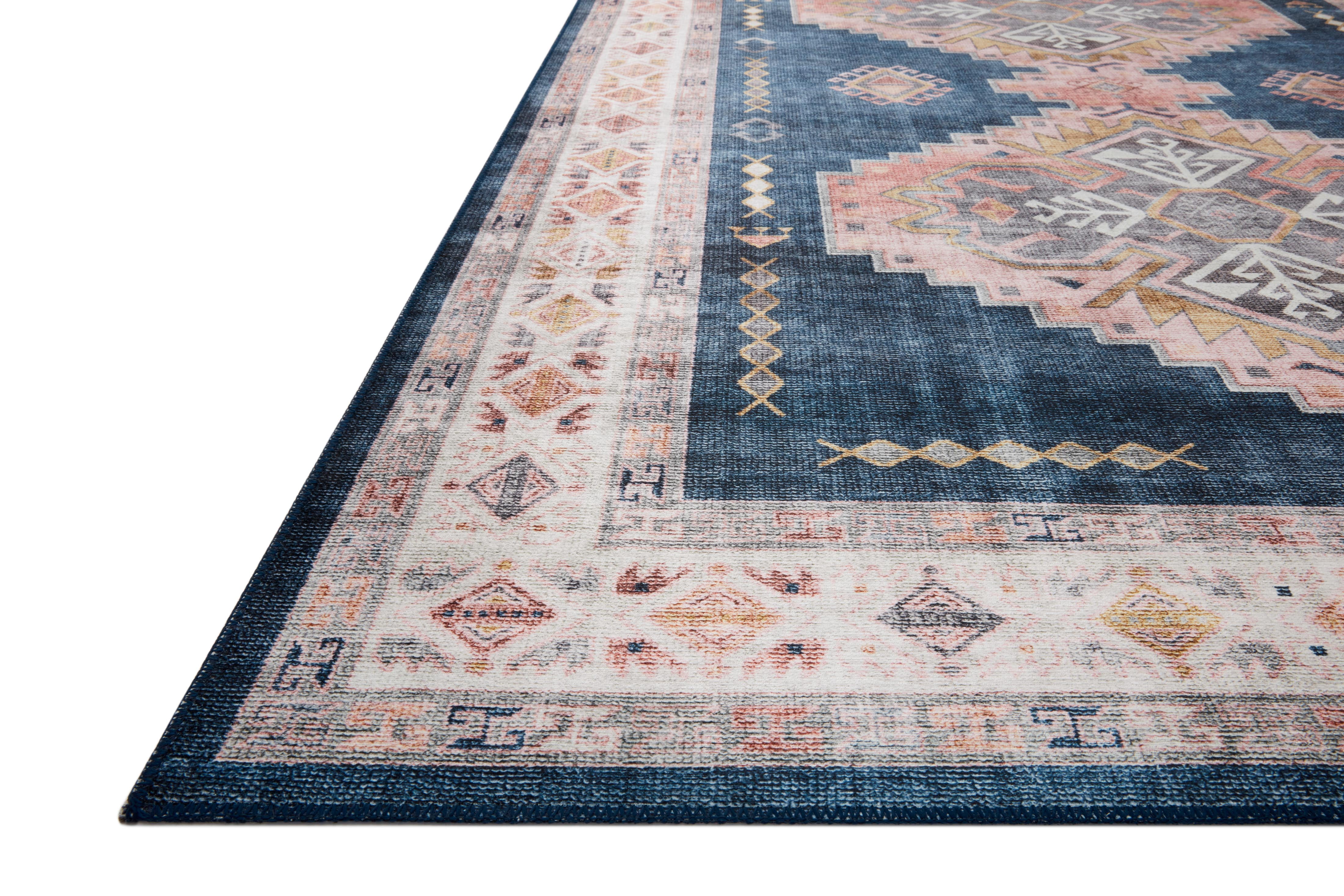 Loloi Heidi Collection HEI-03 Denim / Blush, Southwestern Area Rug 3'-6" x 5'-6"