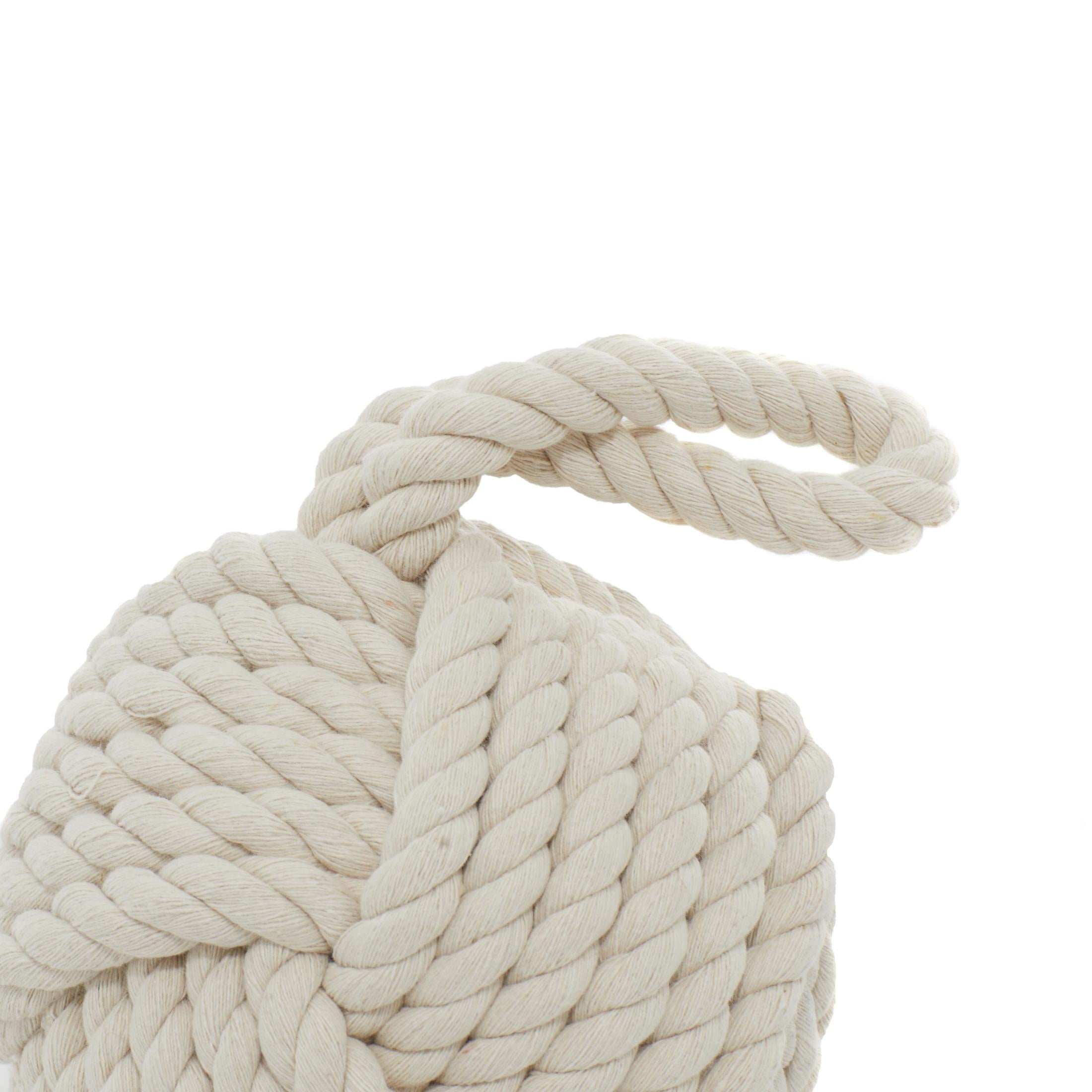 DecMode Jute Coastal Twisted Patterned Knot Sculpture Set of 2 7"W x 14"H, with Brown and White Finish