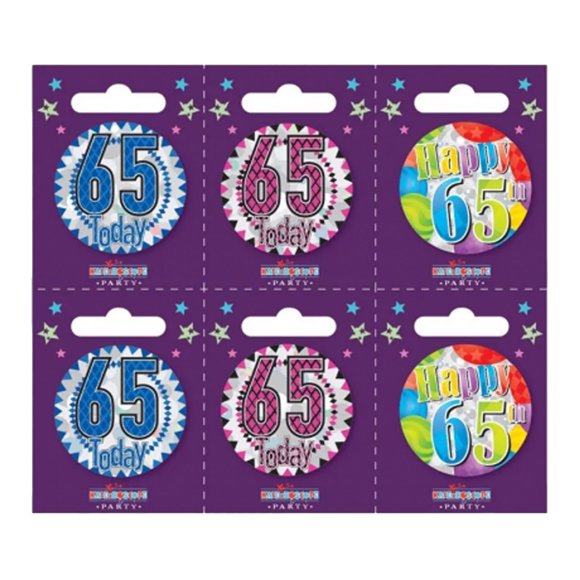 Kaleidoscope Small 65th Birthday Badge Set