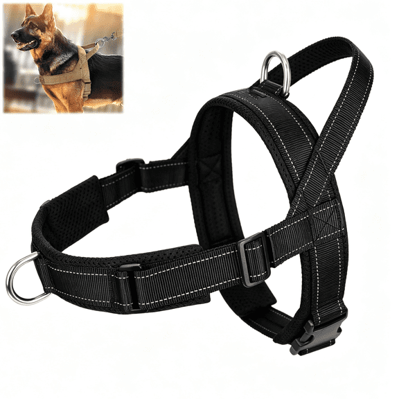 Dog Harness No Pull,Fully Adjustable Walking Harness with Handle for Medium Large Dogs,Reflective Front Clip Harness for Training and Hiking