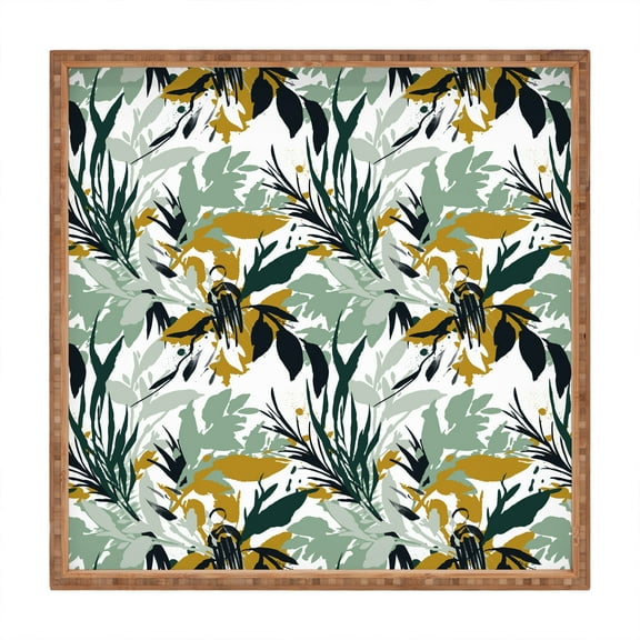 Society6 Marta Barragan Camarasa Botanical Brushstrokes Large Square Bamboo Tray, 16" x 16"