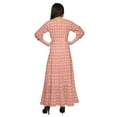thumbnail image 3 of Moomaya Round Neck 3/4 Sleeve Flair Maxi Dress Printed Casual Summer Clothing, 3 of 3