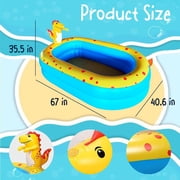 Inflatable Swimming Pool for s with Sprinkler, 67x41x32in Family Size Backyard Summer Water Play