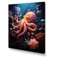 thumbnail image 2 of Designart "Coral Blue Octopus Dance" Animals Canvas Art Print, 2 of 5