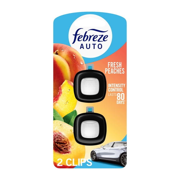 Febreze Auto Air Freshener, Car Vent Clip, Fresh Peaches, 2 Count