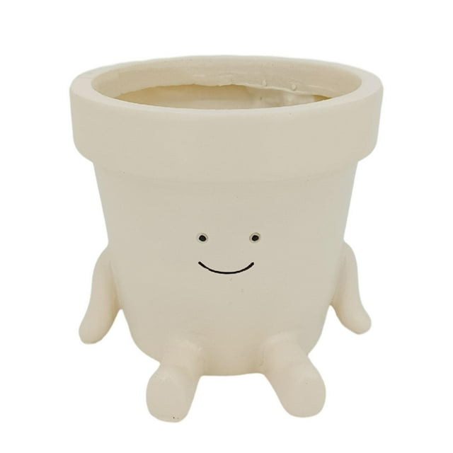 veasfak Smiling Face Planter Creative Decorative Vase for Office Living Room Desktop