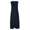 thumbnail image 4 of Women Casual Cotton Linen Dress Sleeveless Maxi Dress Flowy Beach Summer Long Tank Dress with Pockets, 4 of 6