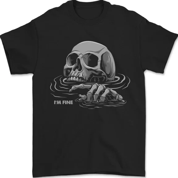 Kiraa Tee With Drowning Skull Im Fine Mens S-5Xl T-Shirt