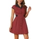 thumbnail image 1 of CAMISA DE VESTIR CON BOTONES INSPIRE CHIC para Mujeres, Con Solapa, Manga Corta, Cinturón, Vestidos de Trabajo L Rojo Ladrillo, 1 of 6