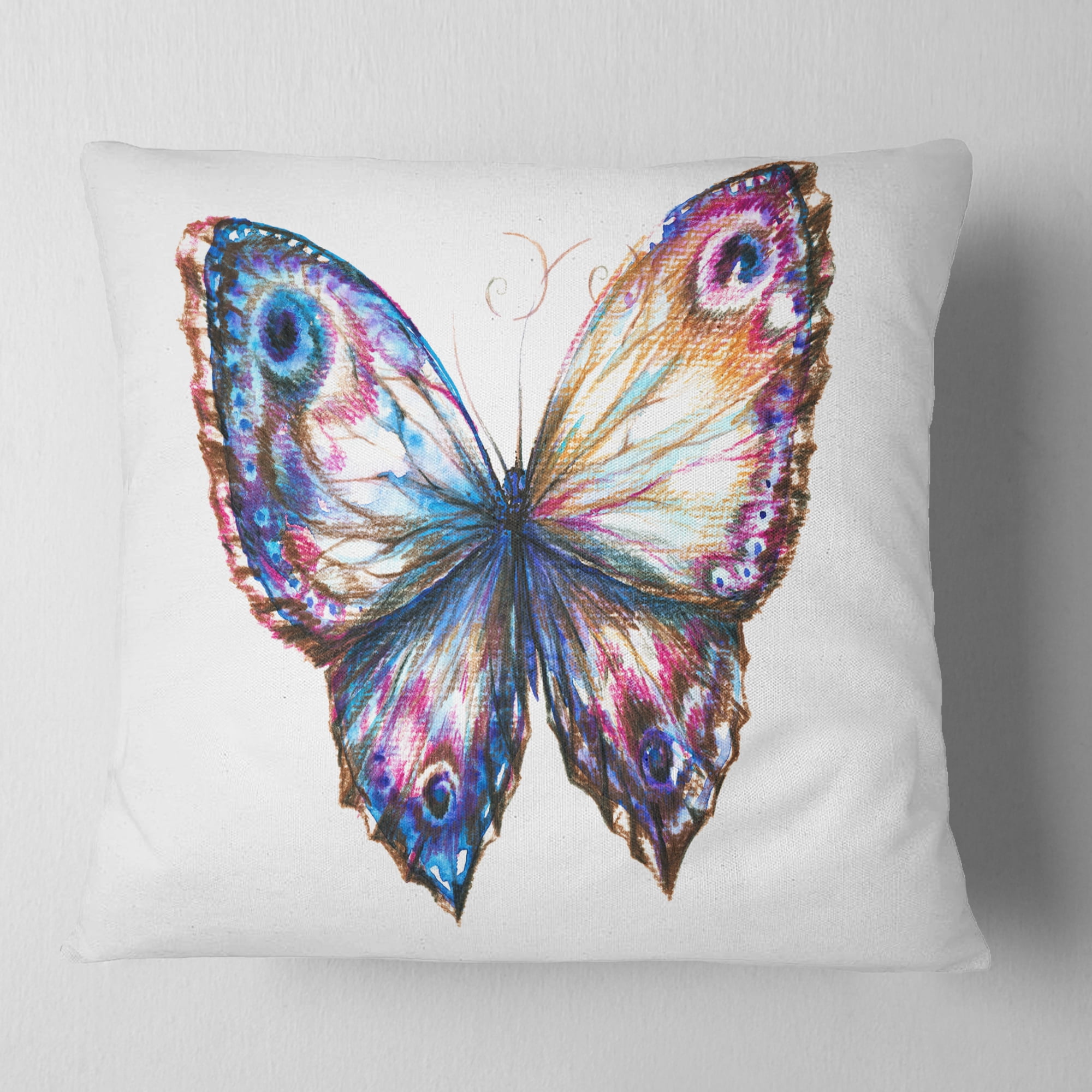 Designart Isolated Butterfly - Animal Throw Pillow - 16x16
