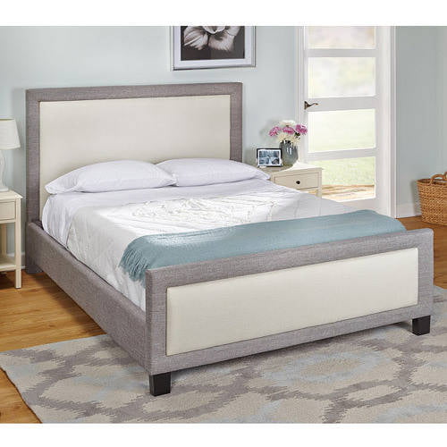 Eirene Upholstered Queen Bed Frame, Off White/Gray - Walmart.com