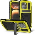 thumbnail image 2 of Case Compatibility with iPhone 16 Pro Max Case 6.9 '' 2024 Heavy Duty Protection Dustproof Rugged Military Grade Metal Built in Screen Protector Kickstand  Phone case (16Pro Max Yellow), 2 of 12