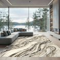 thumbnail image 2 of ODIKA 6'x9' Ultra-Soft Area Rug, Abstract Diagonal Veined Flow Streaks Symmetrical Motif Swirl Flowing Dynamic None Washable, Bare feet friendly, Silk-Touch for Guest Room, Bedroom, 2 of 7