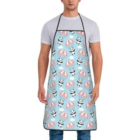 

Xecao Cute Panda Flying in the Sky Print Funny BBQ Chef Aprons for Men Women Adjustable Kitchen Cooking Aprons with Pocket Waterproof Oil Proof No Pilling Fading