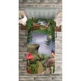 thumbnail image 3 of Ambesonne Mushroom Quilted Bedspread Set 2 Pcs, Butterflies, Twin Size, Tan Green Red, 3 of 3