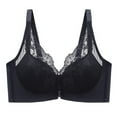 thumbnail image 2 of Women Plus Size Front Button Everyday Bra, Daily Bras, Wirefree Gather Bra, Soft Comfort Breathable Seamless for Large Bust Support | TruBelle,Black L, 2 of 3
