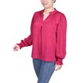 thumbnail image 2 of NY Collection Petite Long Sleeve Smocked Cuff Blouse, 2 of 4