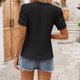 thumbnail image 5 of Blusa informal de manga corta para mujer - Cuello redondo, mangas con volantes y detalles a rayas - Prenda ligera para primavera-verano, 5 of 6