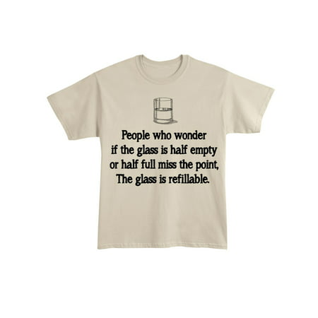 Unisex Adult Funny Half Empty Or Full Shirt - Sand - T-Shirt