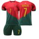 thumbnail image 1 of 22-23 Portugal Home #7 Ronaldo Soccer Jersey Kit Kids No. 7 Kis 16（90-100CM）, 1 of 5