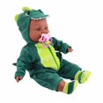 thumbnail image 3 of Muñeca bebé realista de 16 pulgadas, linda muñeca de vinilo con dinosaurio, pijama de una pieza, chupete para niños, 3 of 5