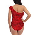 thumbnail image 5 of Easygdp Red Rose Women's One Shoulder Ruffle Monokini Bathing Suits with Removable Chest Pad, Quick Drying - X-Large, 5 of 8