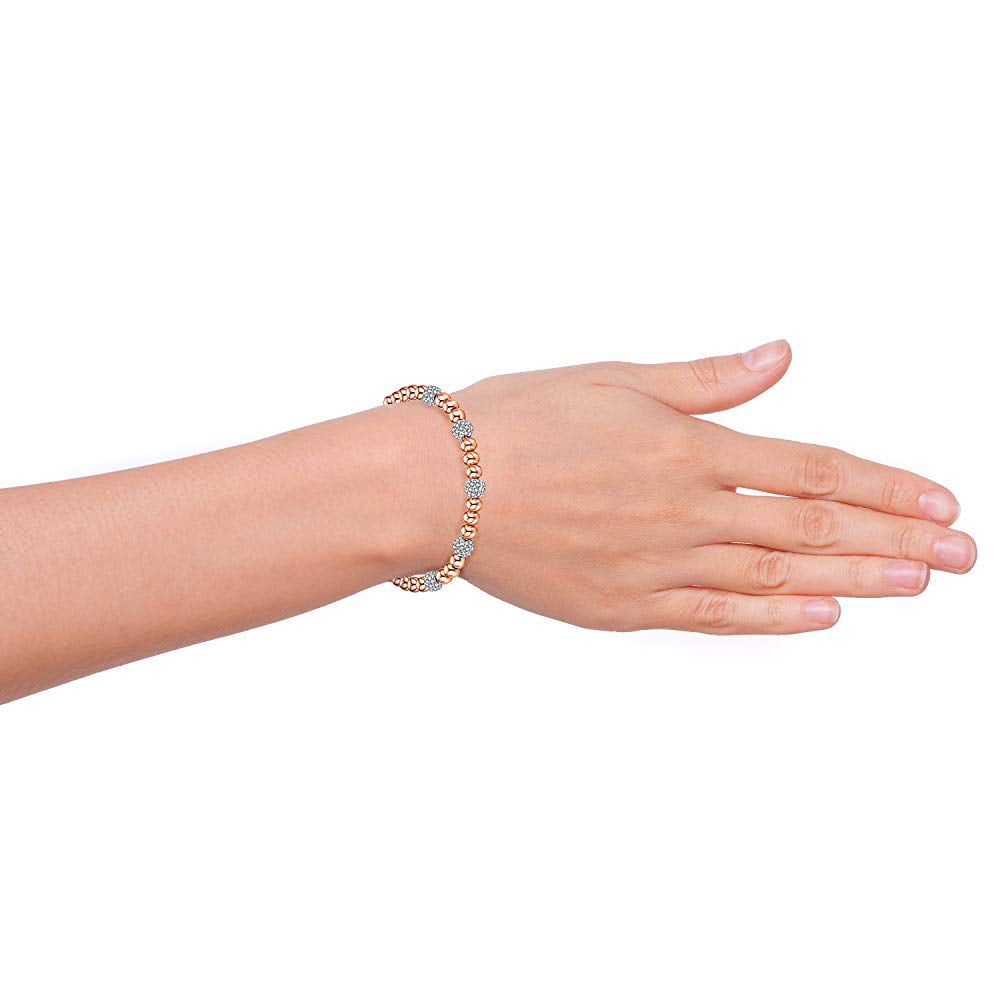 Rose Gold Bracelet with Cubic Zirconia beaded bracelet