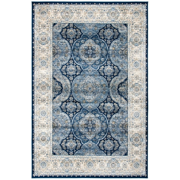 SAFAVIEH Persian Garden Vintage Sonam Overdyed Area Rug, Navy/Ivory, 5'1" x 7'7"