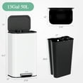 thumbnail image 2 of TLSUNNY 13.2 Gallon Kitchen Stainless Steel Trash Can, Square Step Pedal Brushed Garbage Bin w/ Removable Inner Bucket & Handle, for Bathroom, 2 of 9