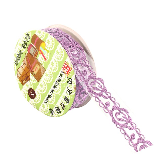 Cinta adhesiva de papel adhesivo de encaje hueco Ormromra color morado y azul 1 ud