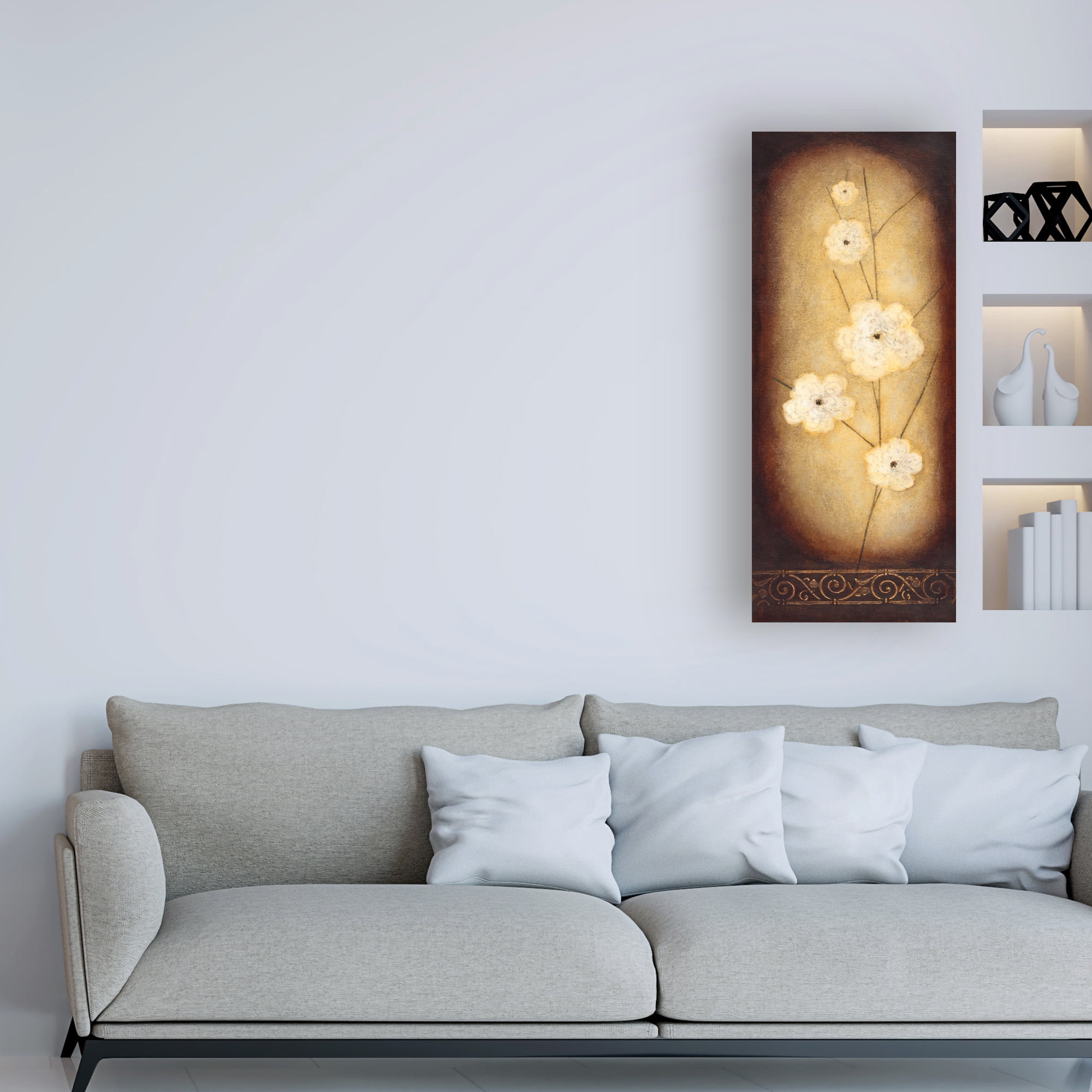Trademark Fine Art 'Large White Flowers In Circle ' Canvas Art by Pablo Esteban