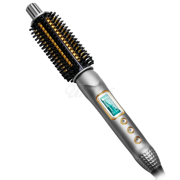 Professional Heated Round Brush with LCD Display, 3-in-1 Ceramic Ionic Hair Styler for Straightening, Curling & Volumizing, Anti-Frizz Tool with Adjustable Temperature for Salon Results