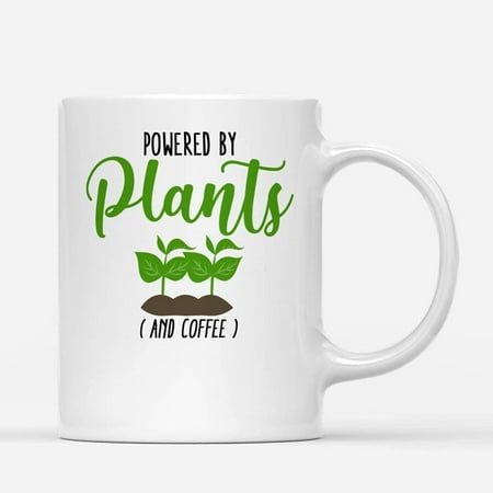 

Coffee Mugs Powered By Plants and Coffee Gifts for Planter or Vegetarian Coffee Lovers 11oz 15oz White Mug Christmas Gift