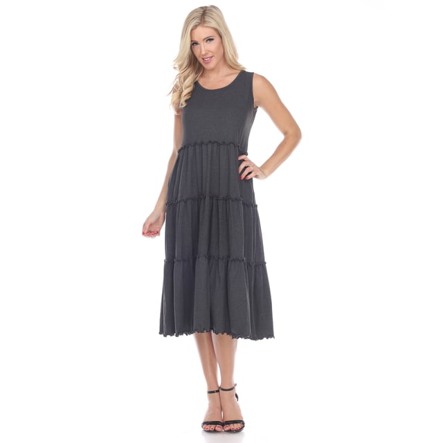 White Mark Robe Midi à Étages à Encolure Dégagée pour Femme