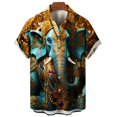 thumbnail image 3 of Camisa hawaiana con estampado de elefante en 3D, ropa de verano, manga corta, informal, con solapa y botones, para playa, ropa de calle para hombre, 3 of 5