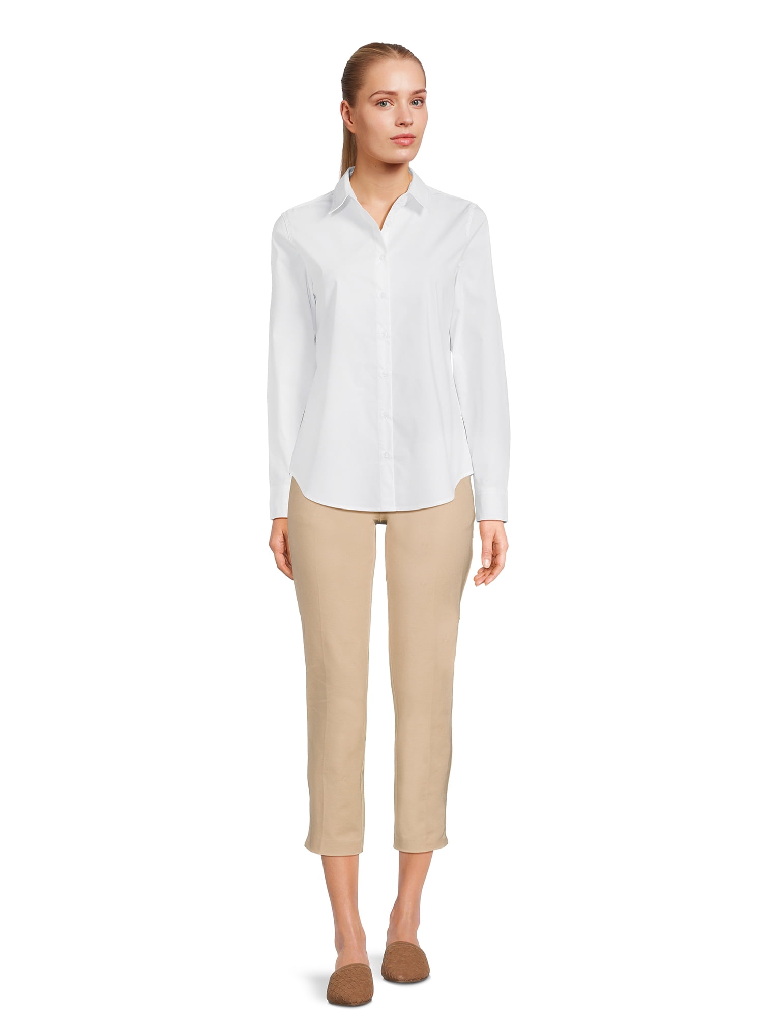 Time and Tru Women's Long Sleeve Button Down Shirt