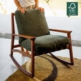 thumbnail image 2 of Grain Wood Furniture Solid Wood Mid Century Rocking Chair with Moss Green Cushions, 2 of 6